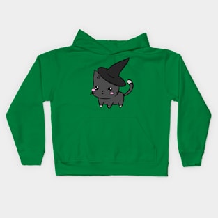 Cute Cat With Witch Hat Kids Hoodie